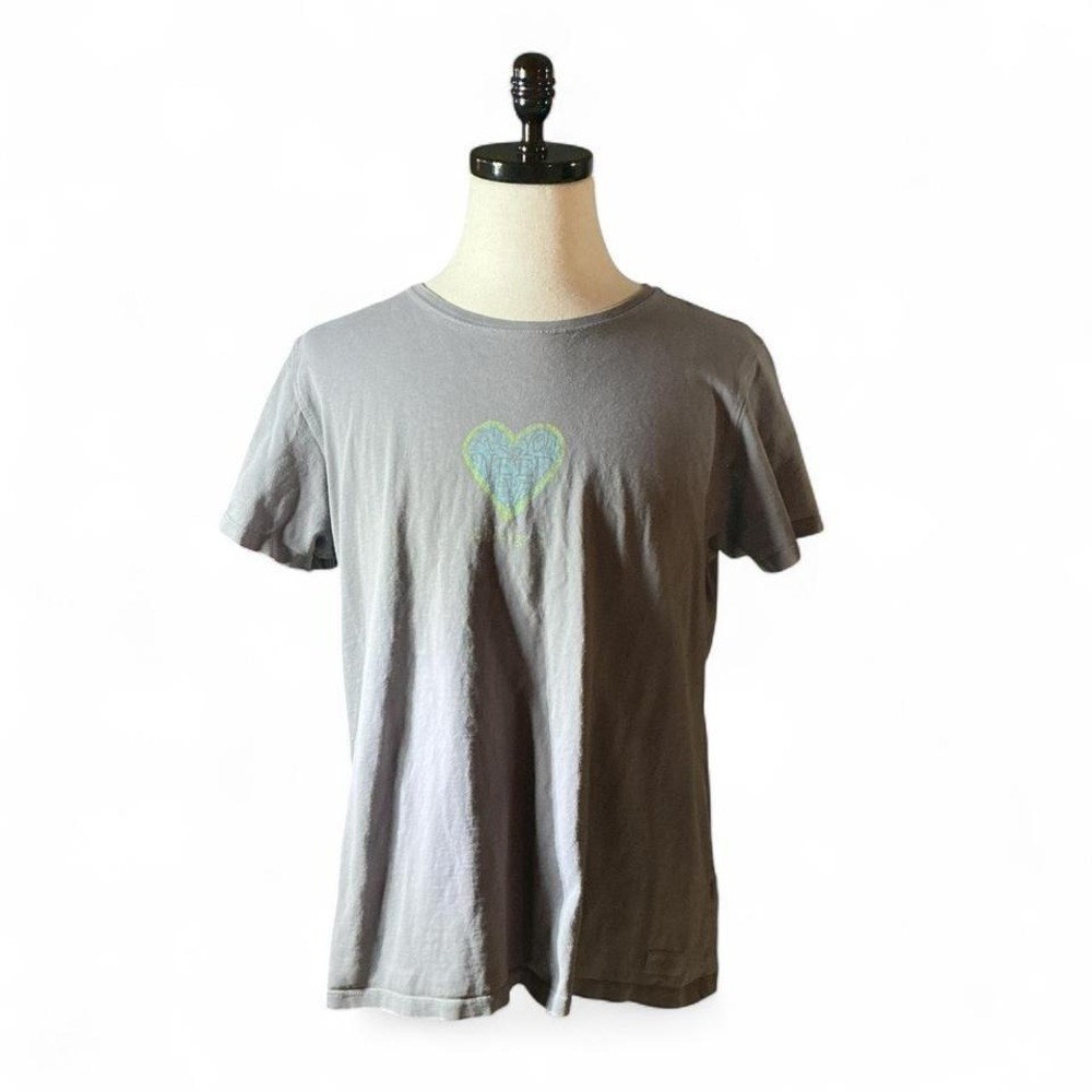 Life is Good Womens‎ Gray Heart Love Graphic T Shirt Tee Size XL